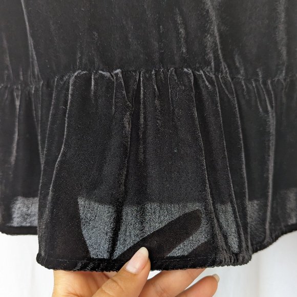 J Crew Black Velvet Peplum Blouse Size 4 - Picture 10 of 14